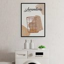 Ver imagem 1 de Quadro Para Lavanderia Cesto Roupas 45x34cm - com vidro:Madeira preta