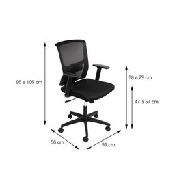 Kit 10 Cadeiras Escritório Diretor Ergonômico NR17 Tela Mesh Tóquio 3329 - 5