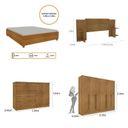 Ver imagem 3 de Quarto de Casal Roupeiro 6 Portas Portugal, Cama Casal, Cabeceira e Cômoda 5 Gavetas