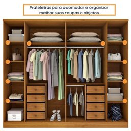 Quarto de Casal Roupeiro 6 Portas Portugal, Cama Casal, Cabeceira e Cômoda 5 Gavetas - 6