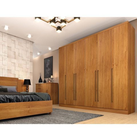 Quarto de Casal Roupeiro 6 Portas Portugal, Cama Casal, Cabeceira e Cômoda 5 Gavetas