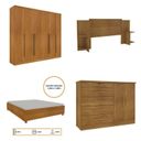 Ver imagem 2 de Quarto de Casal Roupeiro 6 Portas Portugal, Cama Casal, Cabeceira e Cômoda 5 Gavetas