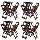 Ver imagem 1 de Kit 4 Jogos de Mesa Bistrô de Madeira com 4 Cadeiras Dobrável Ideal para Bar e Restaurante Imbuia