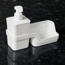 Ver imagem 2 de Conjunto Dispenser Pump Porta Detergente C/ Bandeja para Esponja Organizador de Pia Cozinha:branco