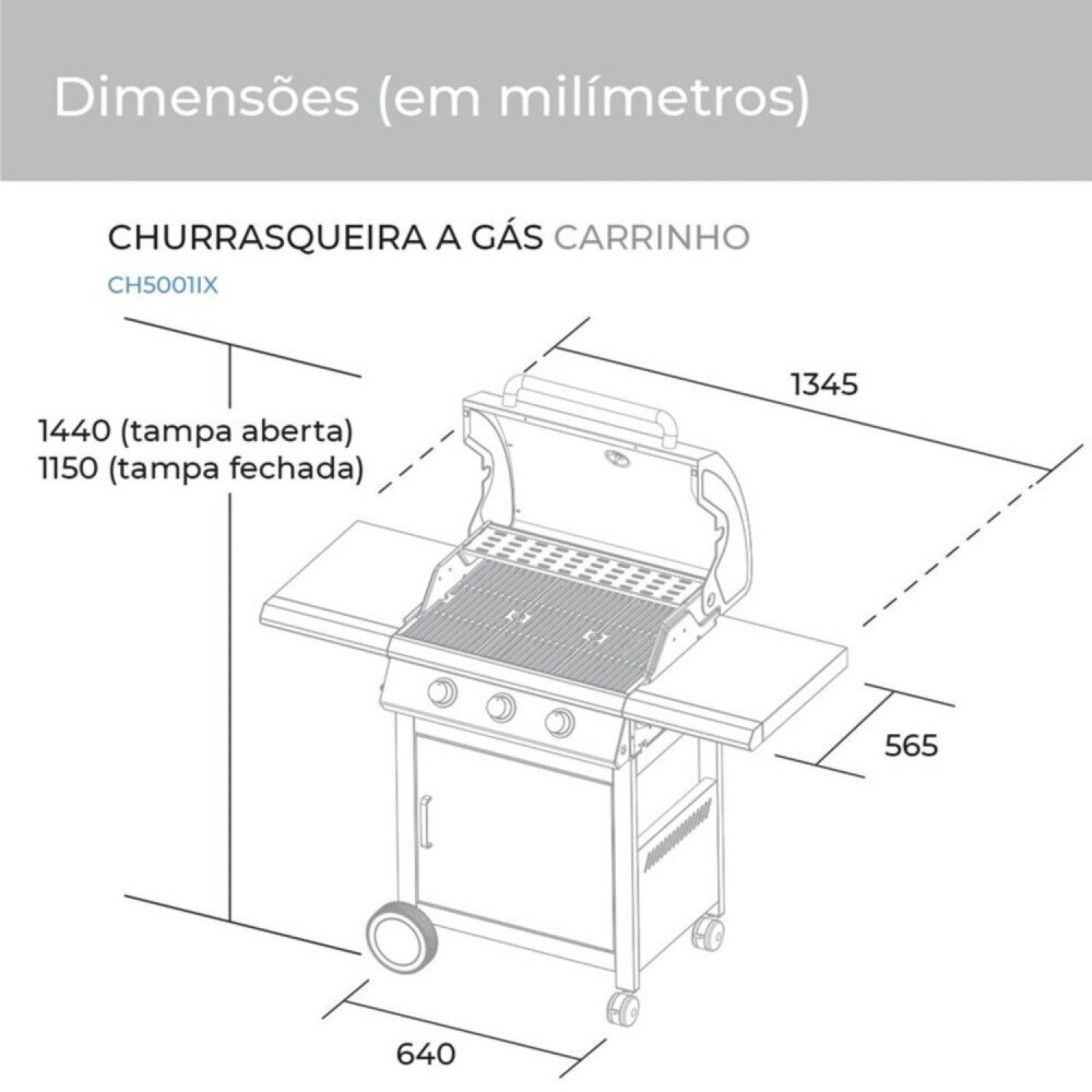 Churrasqueira a Gás com Carrinho Suggar Ch5001ix Inox - 5