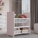 Ver imagem 2 de Mini Berço Grade Movel 89 Cm Outside Branco Rosa Mobbs