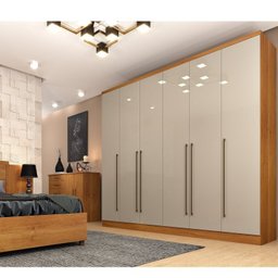 Quarto de Casal Roupeiro 6 Portas Portugal, Cama Casal, Cabeceira e Cômoda 5 Gavetas - 1