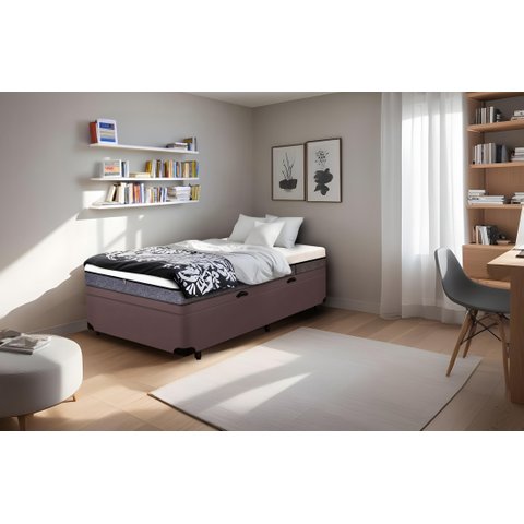 Cama Box Baú Solteiro Serenelife - Corano Marrom