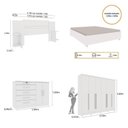 Ver imagem 3 de Quarto de Casal Roupeiro 6 Portas Portugal com Pés, Cama Casal, Cabeceira e Cômoda 5 Gavetas