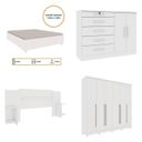 Ver imagem 2 de Quarto de Casal Roupeiro 6 Portas Portugal com Pés, Cama Casal, Cabeceira e Cômoda 5 Gavetas