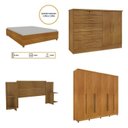 Ver imagem 2 de Quarto de Casal Roupeiro 6 Portas Portugal com Pés, Cama Casal, Cabeceira e Cômoda 5 Gavetas