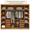 Ver imagem 6 de Quarto de Casal Roupeiro 6 Portas Portugal com Pés, Cama Casal, Cabeceira e Cômoda 5 Gavetas Bege/Cinamomo/Off White