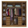 Quarto de Casal Roupeiro 6 Portas Portugal com pés, Cama Casal, Cabeceira e Cômoda 5 Gavetas - 4