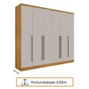 Ver mais imagens de Quarto de Casal Roupeiro 6 Portas Portugal com Pés, Cama Casal, Cabeceira e Cômoda 5 Gavetas Bege/Cinamomo/Off White