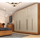 Ver imagem 1 de Quarto de Casal Roupeiro 6 Portas Portugal com pés, Cama Casal, Cabeceira e Cômoda 5 Gavetas