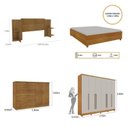 Ver imagem 3 de Quarto de Casal Roupeiro 6 Portas Portugal com Pés, Cama Casal, Cabeceira e Cômoda 5 Gavetas Bege/Cinamomo/Off White