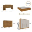 Ver imagem 3 de Quarto de Casal Roupeiro 6 Portas Portugal com pés, Cama Casal, Cabeceira e Cômoda 5 Gavetas