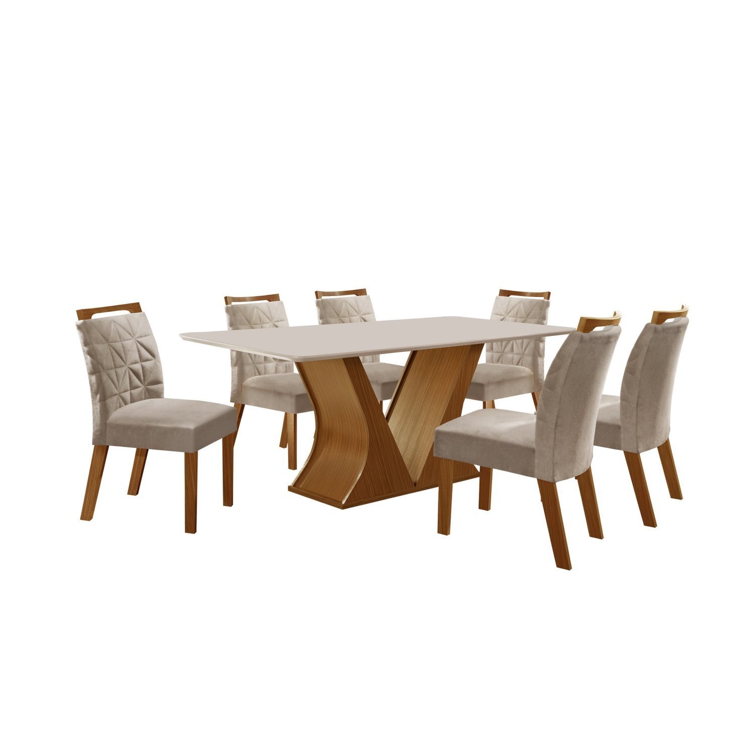 Conjunto Sala de Jantar Mesa Vitória 180x90cm e 6 Cadeiras Apollo - 2