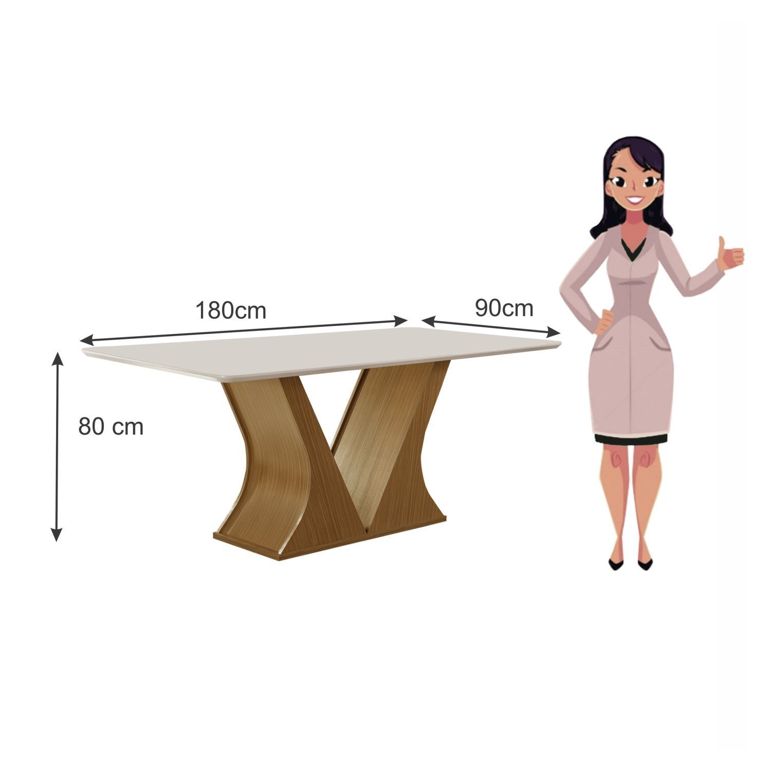 Conjunto Sala de Jantar Mesa Vitória 180x90cm e 6 Cadeiras Apollo - 3