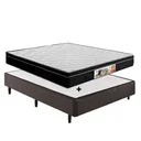 Ver imagem 1 de Cama Box Casal Marrom Sintético + Colchão Molas Bonnel 1,38 X 1,88 X 48 Cm