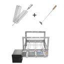 Ver imagem 1 de Gira Grill Inox com 3 Espetos Tridente + Espeto Grelha + Espalhador Pratic
