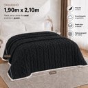 Ver imagem 3 de Cobertor Manta Santiago Casal 210x190cm Microfibra Dupla Face Sherpa Preto Clara Luz Decora