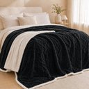 Ver imagem 4 de Cobertor Manta Santiago Casal 210x190cm Microfibra Dupla Face Sherpa Preto Clara Luz Decora