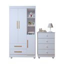 Ver imagem 2 de Quarto de Bebê Guarda Roupa 3 Portas e Cômoda 100% MDF Nina
