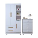 Ver imagem 2 de Quarto de Bebê Guarda Roupa 3 Portas e Cômoda 100% MDF Nina