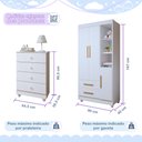 Ver imagem 3 de Quarto de Bebê Guarda Roupa 3 Portas e Cômoda 100% MDF Nina