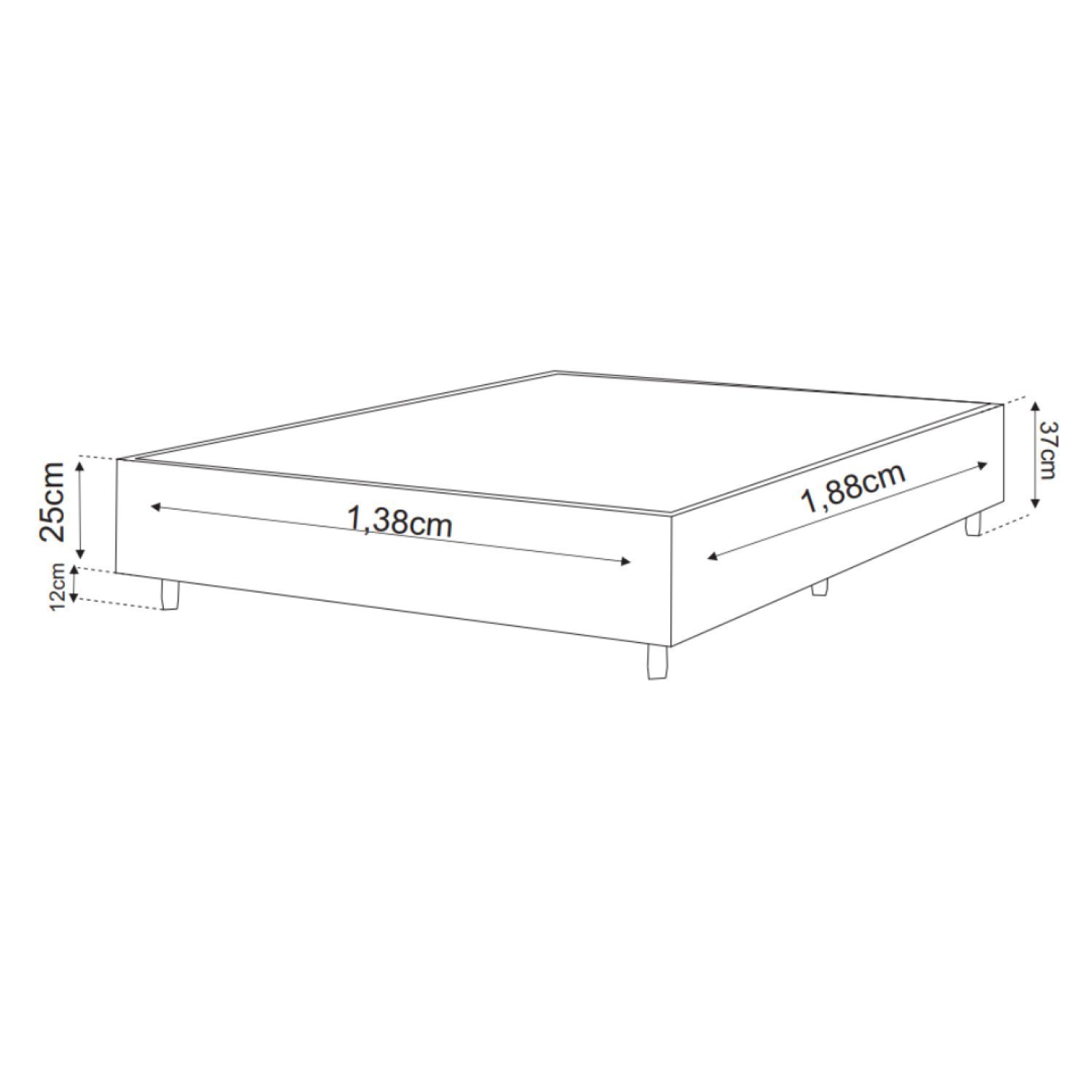 Base Box Casal 37cm x 188cm x 138cm Cristal Liso - 2