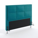 Ver imagem 2 de Kit Cabeceira Estofada Decorativa Para Cama Box Maia 140 e Calçadeira Sagitarius Sued Azul Turquesa