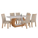 Ver imagem 2 de Conjunto Sala de Jantar Mesa Easy Tower 170x90cm Mdf/vidro com 6 Cadeiras Confort Linho Bege Amendoa