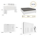 Ver imagem 2 de Quarto de Casal Roupeiro 6 Portas Portugal, Cama Casal Queen, Cabeceira e Cômoda 5 Gavetas