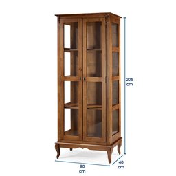 Cristaleira Madeira Maciça 2 Portas Laterais em Vidro 3 Prateleiras 60301 Linz Móveis -Imbuia Glazer - 4