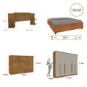 Ver imagem 3 de Quarto de Casal Roupeiro 6 Portas Portugal, Cama Casal Queen, Cabeceira e Cômoda 5 Gavetas Bege/Cinamomo/Off White