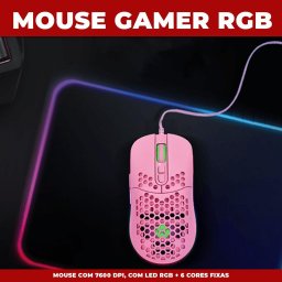 Mouse Gamer Vx Gaming Void com Led Rgb Rosa 7600 Dpi Cabo Usb - 5