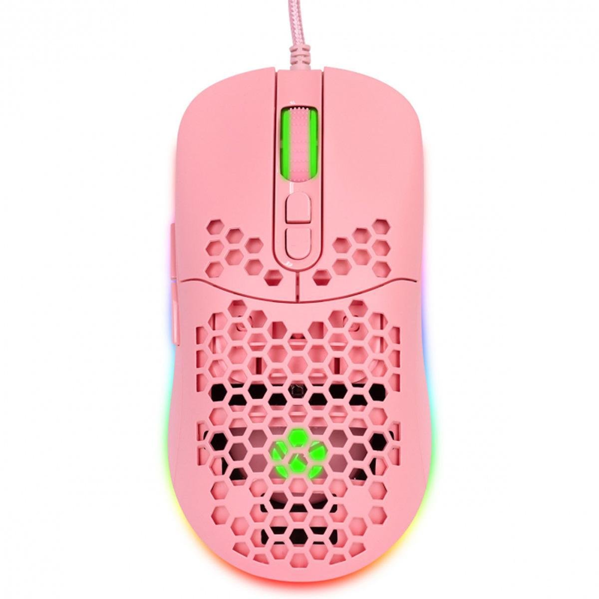 Mouse Gamer Vx Gaming Void com Led Rgb Rosa 7600 Dpi Cabo Usb