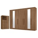 Ver imagem 1 de Guarda Roupa Casal 8 Portas 4 Gavetas Master New com Espelho e Cômoda Marabá Jatobá Acetinado -