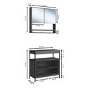 Ver imagem 3 de Gabinete com Espelheira Banheiro 80cm 4 Portas e Toalheiro Cor:preto com Grafite