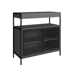 Gabinete com Espelheira Banheiro 80cm 4 Portas e Toalheiro Cor:preto com Grafite - 5