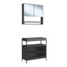 Gabinete com Espelheira Banheiro 80cm 4 Portas e Toalheiro Cor:preto com Grafite - 2