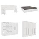 Ver imagem 2 de Quarto de Casal Roupeiro 6 Portas Portugal com Pés, Cama Casal Queen, Cabeceira e Cômoda 5 Gavetas