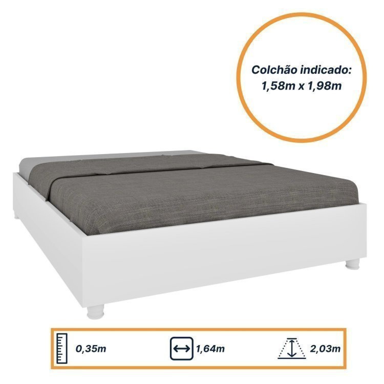 Quarto de Casal Roupeiro 6 Portas Portugal com Pés, Cama Casal Queen, Cabeceira e Cômoda 5 Gavetas - 16