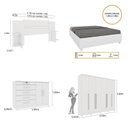 Ver imagem 3 de Quarto de Casal Roupeiro 6 Portas Portugal com Pés, Cama Casal Queen, Cabeceira e Cômoda 5 Gavetas