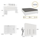 Ver imagem 3 de Quarto de Casal Roupeiro 6 Portas Portugal com Pés, Cama Casal Queen, Cabeceira e Cômoda 5 Gavetas