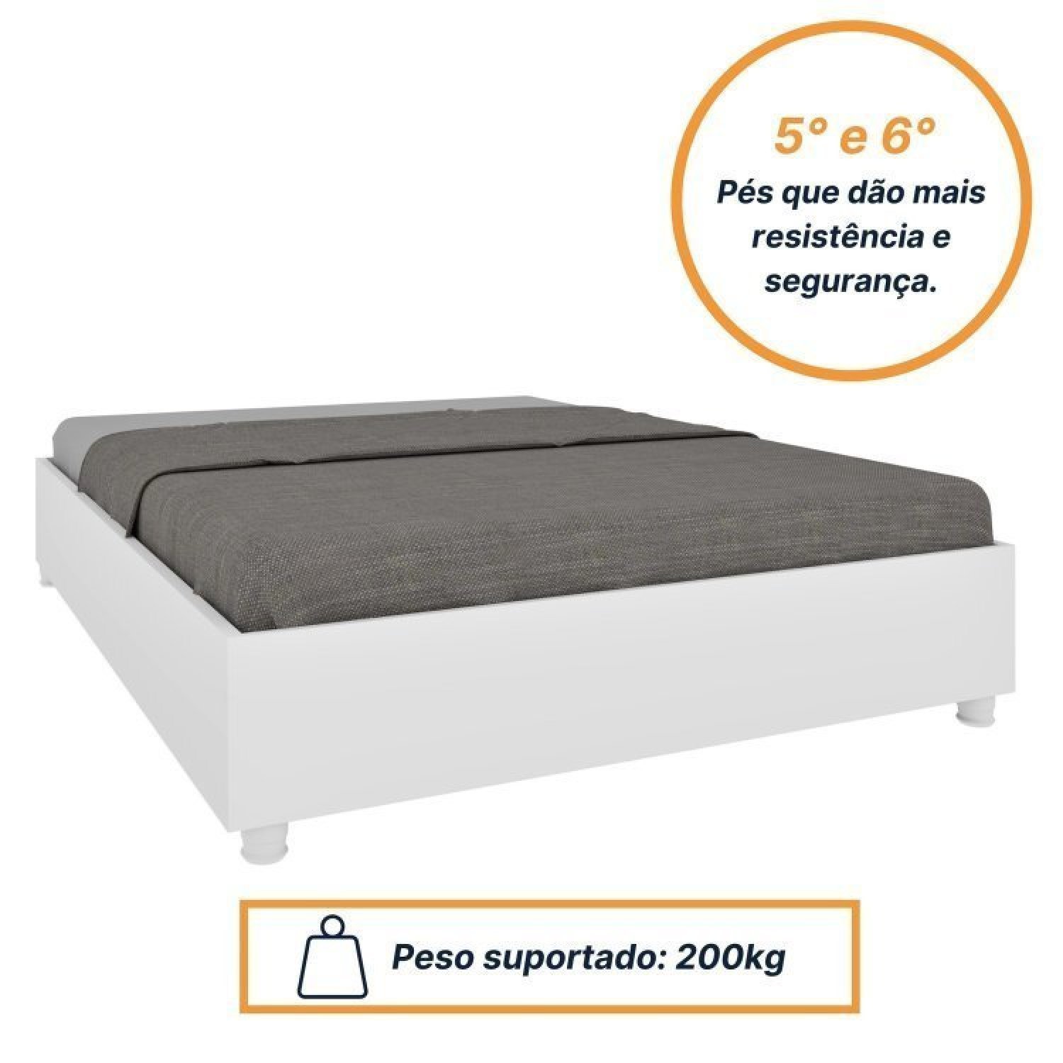 Quarto de Casal Roupeiro 6 Portas Portugal com Pés, Cama Casal Queen, Cabeceira e Cômoda 5 Gavetas - 17