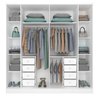 Quarto de Casal Roupeiro 6 Portas Portugal com Pés, Cama Casal Queen, Cabeceira e Cômoda 5 Gavetas - 4