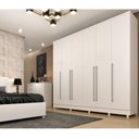 Ver imagem 1 de Quarto de Casal Roupeiro 6 Portas Portugal com Pés, Cama Casal Queen, Cabeceira e Cômoda 5 Gavetas