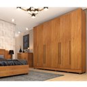 Ver imagem 1 de Quarto de Casal Roupeiro 6 Portas Portugal com Pés, Cama Casal Queen, Cabeceira e Cômoda 5 Gavetas